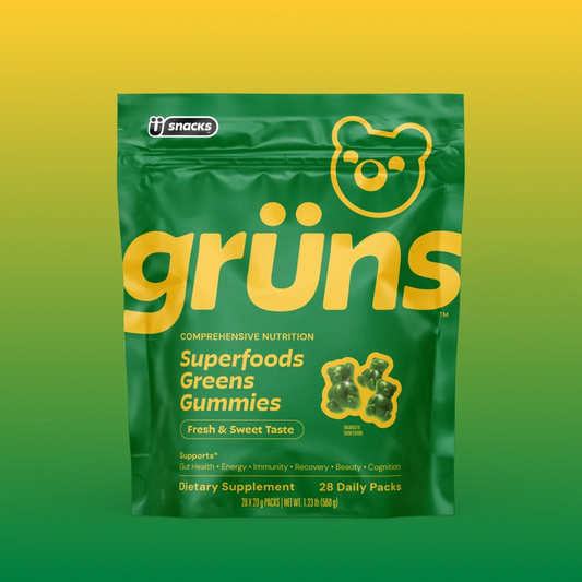 Gruns Adult Greens Gummies & Daily Multivitamin, Prebiotic Fiber, 28 ct